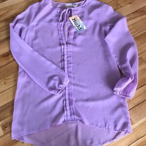 Mudd light orchid sheer pleated top, NWT,small